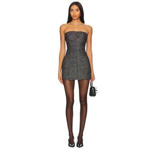 MORE TO COME Bobbi Mini Dress in Black X-Small New Womens Tweed Strapless